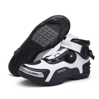 Zapatos de montar de motocicleta con bloqueo automático para hombres Botas de conducción Tenis de fondo Foto 1 de 4