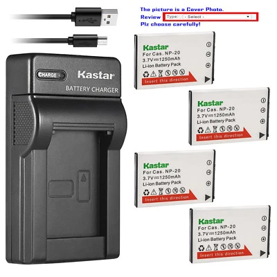 Kastar Battery Slim Charger for Casio NP-20 BC-11L & Casio Exilim EX-Z65 EX-Z75