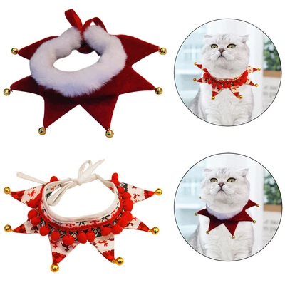 Christmas Xmas Dog Cat Pet Bandana Collar Neckerchief Pet Puppy Bell Scarf