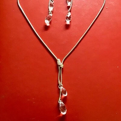 Beautiful Swarovski Swan Marked Dangling Crystal 15” Necklace and Earring Set - Image 1 of 4