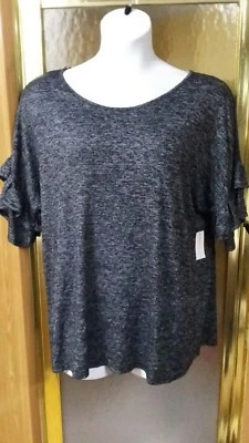 SUÉTER MANGA VOLANTES talla grande 3X negro/blanco de BOBBIE BROOKS NUEVO CON ETIQUETAS Foto 1 de 2