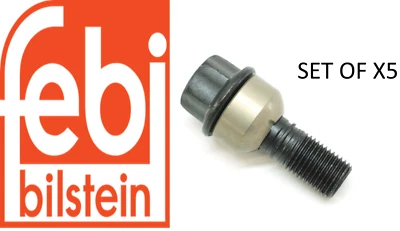 5 Lug Bolts for Alloy Wheel - Black (45 mm) for PORSCHE Macan Panamera - FEBI - Image 1 of 4