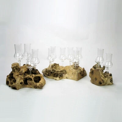 Wurzel mit Steckstamperl Glas Holz Schnapsglasständer Geschenke DIOGENES - Bild 1 von 4