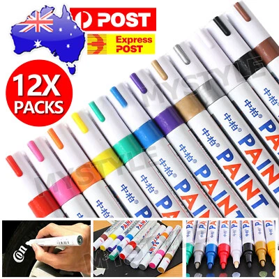 12pcs/set Acrylic Paint Pens Sets Fine Art Marker Metal Glass Rock Waterproof AU - image 1 of 4