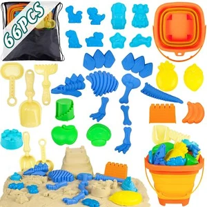 Maqiauly 66Pcs Beach Toys for Boys - Sand Dinosaur Set with Travel Bag Bucket... - Picture 1 of 7
