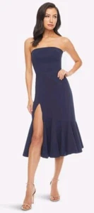 Dress the Population Madison Strapless Midi Dress with Slit Black Womens Medium - Picture 1 of 9