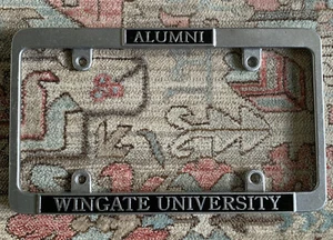 Wingate University Alumni Metal License Plate Frame Silver Black Bulldogs - Picture 1 of 6
