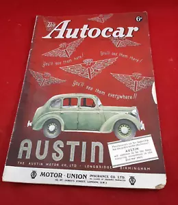 Vintage JUNE 1945 AUTOCAR Magazine WW2 Era AUTO CAR AUSTIN - Foto 1 di 9