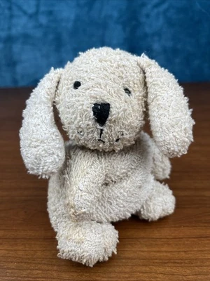 Russ Berrie Home Buddies Terry Cloth Dog Plush 5" Bean Bottom Puppy Vintage 1997 - Image 1 of 4