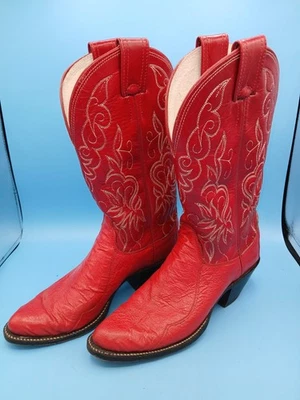 Botas femininas M.L.leddy vermelho cereja tamanho 6A cowgirl western - Imagem 1 de 4