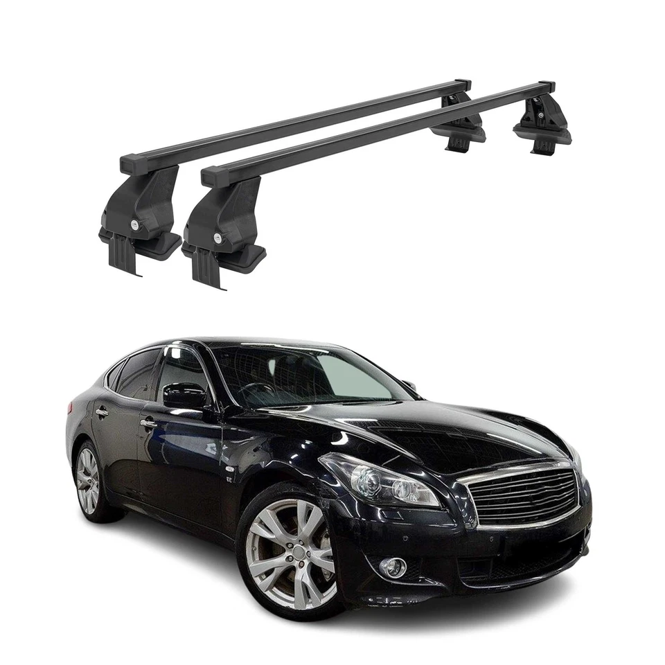 Portaequipajes barras transversales de techo lisas para Infiniti Q70 2014-2019 negro 2x Foto 1 de 4