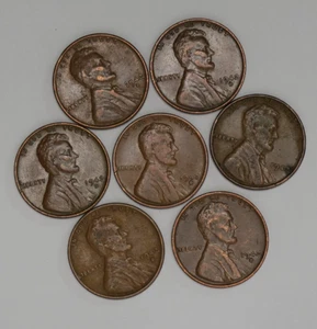 Lote de 7 centavos Lincoln Wheat - 1942 (6 D y 1 P) - Circulados #008 - Imagen 1 de 2