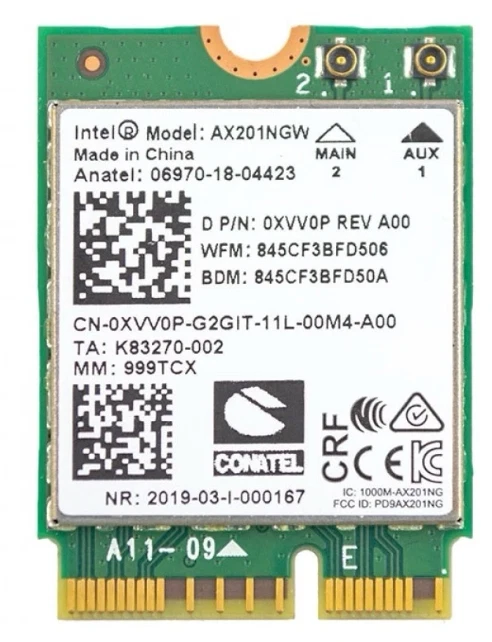 Intel AX201NGW  WLAN CARD 2,4 + 5Ghz, CNVio2 - Bild 1 von 1