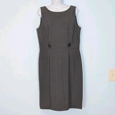 Tahari Arthur S Levine Sleeveless Sheath Dress Gray Classic Career Women's 12 - Image 1 of 4