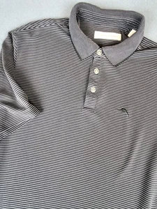 Tommy Bahama Poloshirt Herren Large schwarz/grau gestreift Performance Kurzarm - Bild 1 von 8