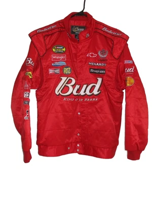 CHAQUETA DE ABRIGO VINTAGE BUDWEISER BUD DALE WONHARDT JR GRANDE NASCAR CHASE AUTÉNTICA Foto 1 de 4