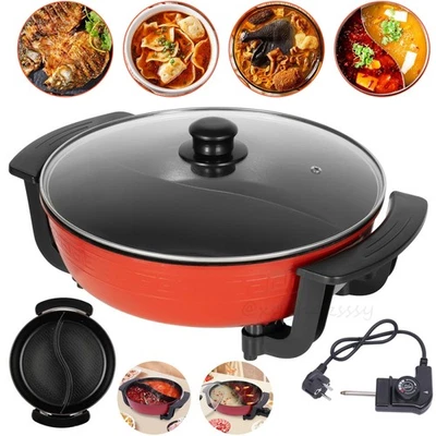Elektrische Hot Pot 1300W Mit Heizsockel & Deckel 6L 2 Kammern Shabu Shabu DHL - Bild 1 von 4