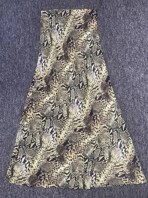 Warehouse Skirt SnakePrint Premium Satin Bias Maxi Skirt Size UK 12 Brown Yellow - Image 1 of 4