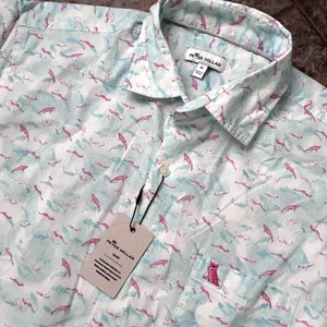 Peter Millar Seaside Herren Hemd M Knopfleiste Kurzarm Baumwolle Stretch NEU - Bild 1 von 8
