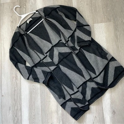 Cárdigan Loma London Lana Cahsmere Geométrico Abierto Largo Mujer Gris xpequeño Invierno Foto 1 de 4