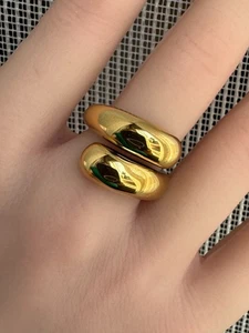 Stainless Steel Gold, Silver Color Adjustable Ring, Waterproof Jewelry - Picture 1 of 15