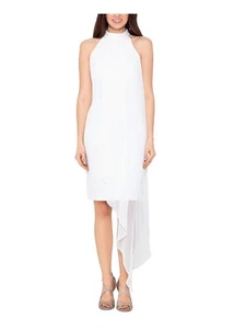 BETSY & ADAM Womens Ivory Chiffon-overlay Lined Sleeveless Formal Sheath Dress 4 - Picture 1 of 8