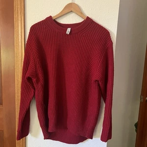 Athleta roter Wollmischung Rippstrick Pullover Damen Gr. M Rundhals Pullover - Bild 1 von 5