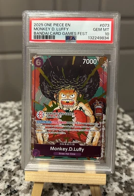 PSA 10 Monkey.D.Luffy BANDAI Card Games Fest 25-26 OP07-073 One Piece Promo - Image 1 of 3
