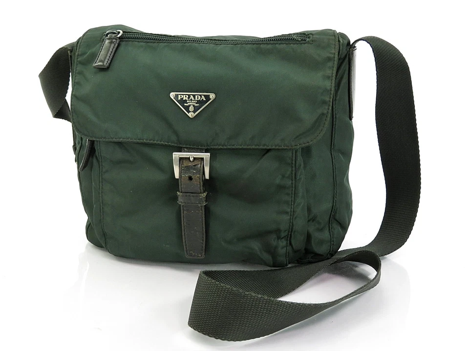 Auténtico bolso bandolera de hombro PRADA verde de nailon (pequeño) #62050 Foto 1 de 4