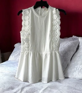 Monteau Häkelspitze Top Shirt Größe Small elfenbein weiß Fee Cottagecore Braut - Bild 1 von 7