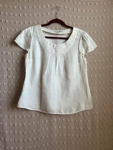 Boden 100% Linen Short Sleeve Cap Sleeve Sz 8 White - Picture 1 of 4
