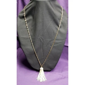 Baublebar signiert lange goldfarbene, Kunstperlen & Strass Akzent Quaste Halskette - Bild 1 von 12
