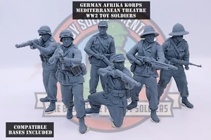 World War 2 Toy Soldiers - Afrika Korps Army Men - 54mm - Germany 1:32 W/ Bases - Picture 1 of 9
