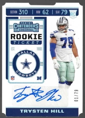 2019 Trysten Hill Contenders Die Cut Rookie RC Ticket Auto Cowboys /79 #199 - Image 1 of 2