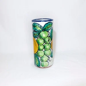 Talavera Stil mexikanische Volkskunst Keramik Vase Becher signiert Castillo 6" Obst - Bild 1 von 5