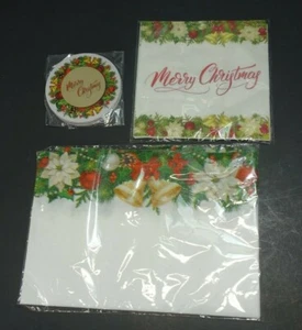 Nerry Christmas Decorated Paper Tablecloth Napkins Coasters Set Service for 4-6 - Imagen 1 de 5