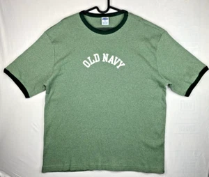Y2K Old Navy Spell-out Ringer T-Shirt Men’s Size XXL Green 100% Cotton - Picture 1 of 5