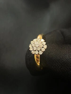 0,40 Cts Ronde Brillante Naturel Diamants Floral Anniversaire Bague 18K Or jaune - Photo 1/4
