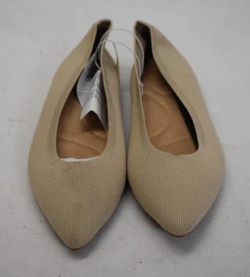 Old Navy Flat Beige Fabric Knit Slip On Pointed Toe Ballet Stretch Shoes Size 9 - Image 1 of 4