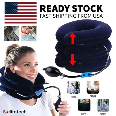 Cervical Neck Traction Device Collar Brace Support Pain Relief Stretcher Therapy - Image 1 of 4