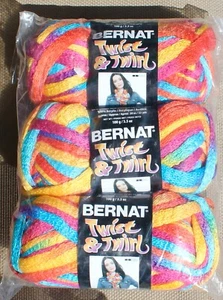 Bernat Twist & Twirl Yarn Circus Knitting Variegated Ribbon Scarf Rainbow - Picture 1 of 2