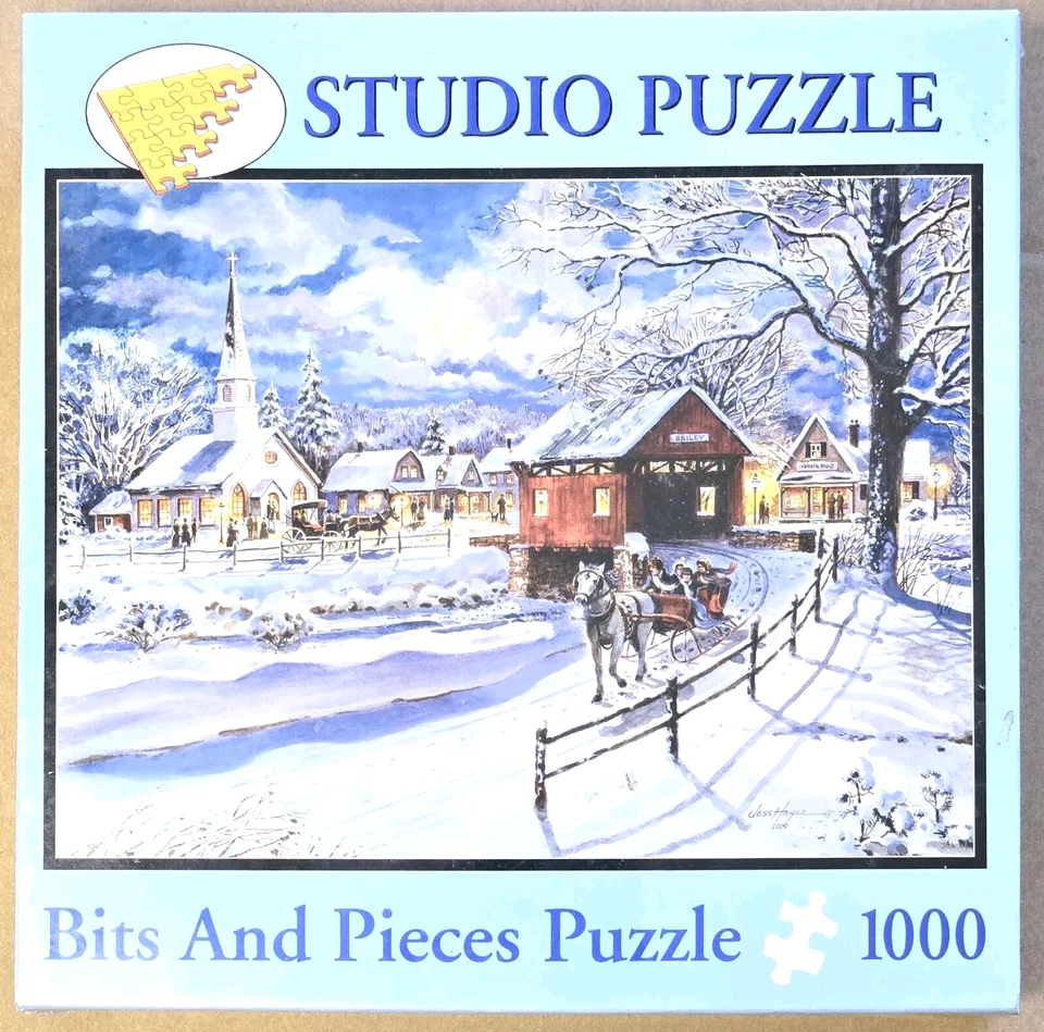 Bits and Pieces Studio Puzzle 1000 Piece Jess Hager Winter Sleigh 20x27