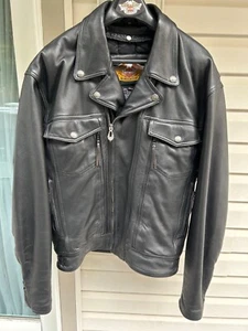 Giacca equitazione Harley Davidson XL/2XL uomo pelle nera Nevada con fodera BELLA - Foto 1 di 11