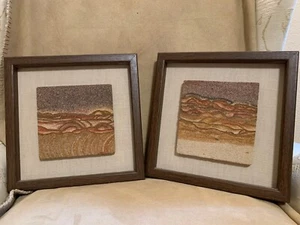 SET OF 2 SAND ART TILE HANGING WALL FRAMED PICTURES - Picture 1 of 9