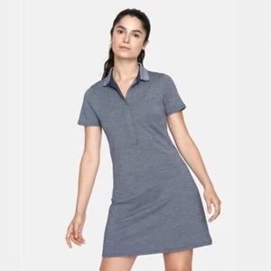 Outdoor Voices Women's Players Polo Stretch Dress Blue-Gray Heathered Size Large - Picture 1 of 9