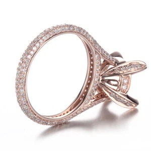 Fine Jewelry Semi Mount Round 9-10mm Natural Diamonds Ring Setting 10k Rose Gold - Picture 1 of 5