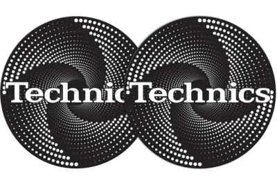 Technics Logo DJ Slipmats, felt  (pair, Funnel White with White logo print) - Image 1 of 3