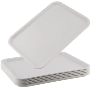6 Pack 16 x 12 Inch Plastic Fast Food Tray Rectangular Plastic Cafeteria Tray... - Picture 1 of 7