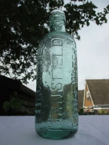LARGE AQUA HEAVY CHUNKY MINERAL WATER H & J GOLDIES MANSFIELD c1910 - Picture 1 of 2