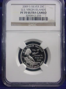 2009-S Proof U.S. VIRGIN ISLANDS Silver Quarter 25C NGC PF 70 UCAM *DN* - Picture 1 of 2